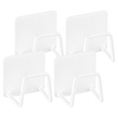 日常重點 免鑽孔黏貼式收納掛勾, 白色, 4個