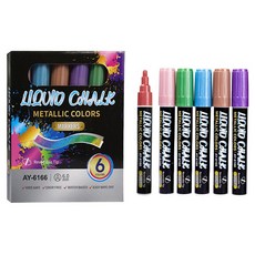 東亞PMS 可擦拭液體粉筆 金屬筆 6件組, 混色, 1套