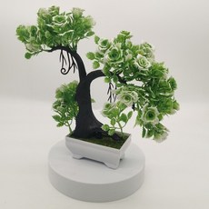 소울리치 세련된 분재형 조화 화분 세트, 러브트리 화이트, 1세트