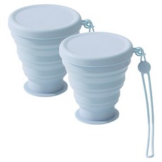 더자카 실리콘 다용도 접이식 양치컵 FREE, 블루, 2개