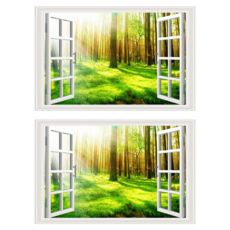 WA. WALL ART 防水PVC 無痕設計壁貼 FX82051 2張, 山景