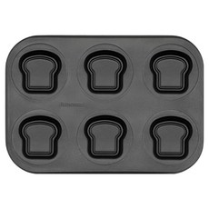 Hanomad 吐司造型6格瑪德蓮不沾塗層烤盤 黑色, 1個