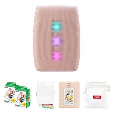 인스탁스 미니링크3 포토프린터 로즈핑크 + 케이스 투명 + 필름 40p + 마카롱2단 앨범 + 로고파우치 세트, 1세트