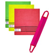 Pure Room 方形搓澡巾 3入 + 帶式搓澡巾套組, 隨機出貨, 1套