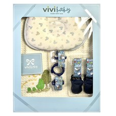 vivibaby 藍嬰幼兒枕禮盒組, 白色 + 藍色