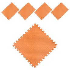 Pocket Master 健身拼圖單面瑜珈地墊, 橘色, 9個