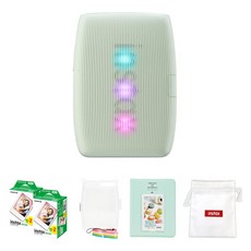 인스탁스 미니링크3 포토프린터 세이지그린 + 투명케이스 + 필름 40p + 마카롱2단앨범 + 로고파우치 세트, 1세트
