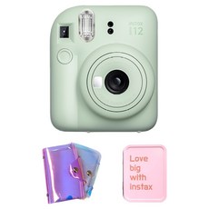 FUJIFILM 富士 instax mini 12 拍立得相機 薄荷綠 + 雷射單格相簿 隨機出貨 + 鐵盒 隨機出貨 組合, 1套, 拍立得相機(mini 12)