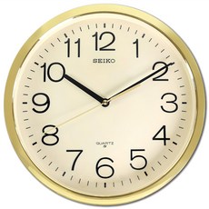 Seiko 精工 標準型 辦公室 數字刻度 跳秒掛鐘 QXA014A 31cm, 米白色 + 金框