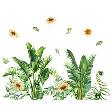 WA. WALL ART 無痕設計壁貼 防水PVC 植物 樹葉 向日葵 FX-C206, 彩色