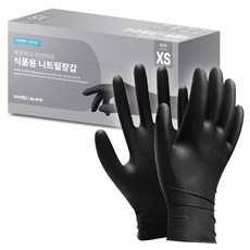 이너홈 니트릴장갑 100p, 블랙, 미니(XS), 1개