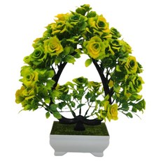 소울리치 세련된 분재형 조화 화분 세트, 하트로즈 옐로우, 1세트