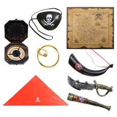 P&B UNITY 萬聖節海盜裝扮8件組, 1套, 03海盜裝扮眼罩頭巾耳環刀