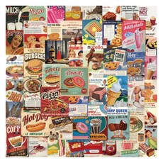 복고풍 음식 인테리어 스티커 50종 세트, 혼합색상