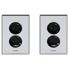 nano ART2 2孔 簡約嵌入式接地插座 黑色, 2個