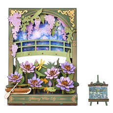 ROWOOD Robotime立體拼圖木質LED水蓮桌上裝飾3D立體拼圖 TH001, 1個, 237件, 混色