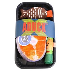 Aduck 猫薄荷海鮮魚壽司 厚切三文魚套裝, 灰色 + 咖啡色 + 綠色, 1組