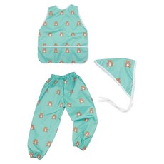 BEBE CHOUETTE 兒童無袖圍裙 + 頭巾 + 防水褲套裝