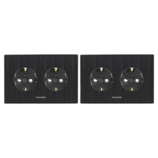 Art2 Nano電器簡易2孔嵌入式接地 橫型 全黑, 2個