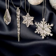 EPLYN 聖誕樹裝飾品 掛飾 雪花 冰柱 水晶 寶石 30p 套組, 1套, 透明