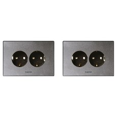 nano ART2 Nano電器 簡約2孔嵌入式接地 橫式 珍珠灰, 2個