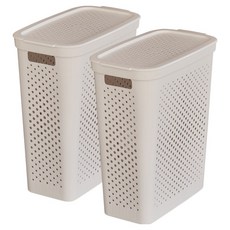 올유리빙 롱슬림 다용도 빨래 바구니 60L 2p, 베이지