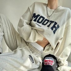 PEONIST 女款字母刺繡大學T運動上衣+下身套裝