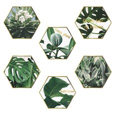 WA. WALL ART 防水PVC 無痕設計壁貼 FX-C196 2張, 植物/樹葉/相框/金屬邊框