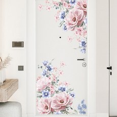 WA. WALL ART 夢幻芙蓉桔梗花朵 防水PVC無痕設計壁貼 FX-C131, 彩色