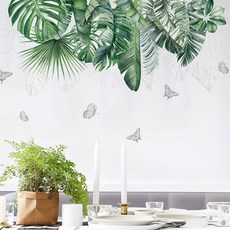 WA. WALL ART 植物蝴蝶 防水PVC無痕設計壁貼 FX-C137, 彩色
