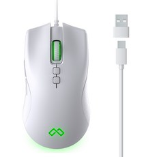 맥스틸 C타입 USB 무소음 게이밍 유선 마우스, 화이트, GM-C2U