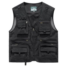 Elsso 男士休閒戶外網眼多口袋設計釣魚工作背心