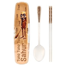 LiLFANT Italian Brainrot 多合一全不鏽鋼餐具透明盒組, 1套, 湯匙 + 筷子 + 收納盒, 混合顏色