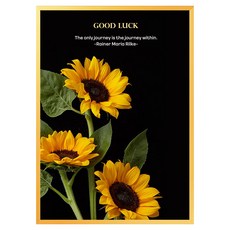 招財動態圖畫框 向日葵 + 黃金四葉草組合, 亮面金色