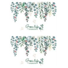 WA WALL ART 防水PVC 無痕設計壁貼 FX82118 2張, 藤蔓/英文/植物 綠色