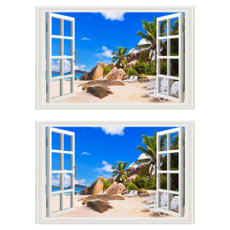 WA. WALL ART 防水PVC 無痕設計壁貼 FX82059 2張, 海灘