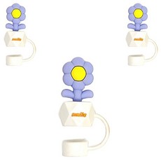 Moapik 矽膠花朵吸管蓋 薰衣草色, 1入, 3個