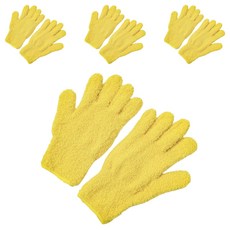 굿썸 깔끔한 세탁 가능 마이크로화이버 집안 청소 화초 먼지 제거 장갑 23 x 12 x 0.5 cm 23g, 엘로우, 4개