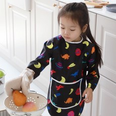 BEBE CHOUETTE 圍裙美術罩衫 + 頭巾 + 防水褲套裝