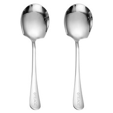 TEAOZ 廚房烹飪工具 SUS304不鏽鋼 廚房上菜用 圓形上菜匙 A型, 銀色, 2個