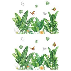 WA. WALL ART 無痕設計壁貼 防水PVC 植物 樹葉 蝴蝶 FX-C207 2張, 彩色