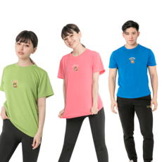 MI MI LEO 台灣製高透氣吸排T恤 3件組 C24, 蘋果綠 + 粉桃 + 寶藍