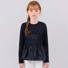 ILoveJ 女童Ankle皮革馬甲羅紋T恤