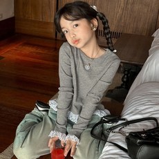 조이멀티 엠케이 미니링하뚜 긴팔 레이스 골지 티셔츠