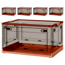 ONE HOUSE 加固款五開門咖啡箱體折疊收納箱 5入組 OH-Q244-A5D2 45L, 1套, 焦糖橘