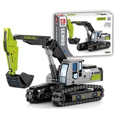 SEMBO BLOCK 森寶積木 Esmin 汽車積木 重裝備玩具 挖土機, 1個, 灰色