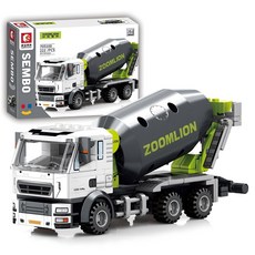 SEMBO BLOCK 森寶積木 ESMIN 汽車積木 重型機具玩具 預拌混凝土車, 1個, 白色