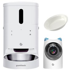 grantclassic 餵不停 LuxNourish 萌寵版 寵物自動餵食器 陶瓷碗套餐組, 1套, 3L, 白色