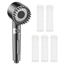 SPREX 水壓上升開關濾芯蓮蓬頭+濾芯 5入組, 1套, 灰色