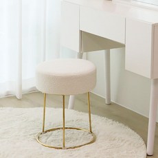 지엠퍼니처 피카소 인테리어 골드벨벳 화장대 원형 스툴 의자, 크림, 1개